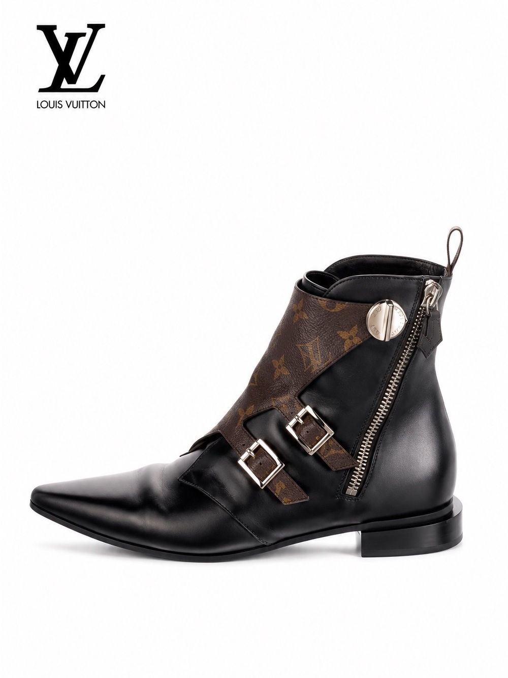 LOUIS VUITTON JUMBLE MONOGRAM LEATHER BOOTS AUTHENTICATED Size 9